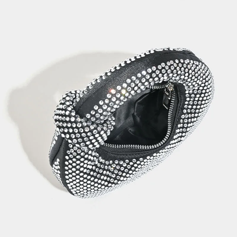 Small Niche Design Full Diamond Dumpling Bag Handbag Socialite Dinner Bag Casual Versatile Handbag Rhinestone Bag