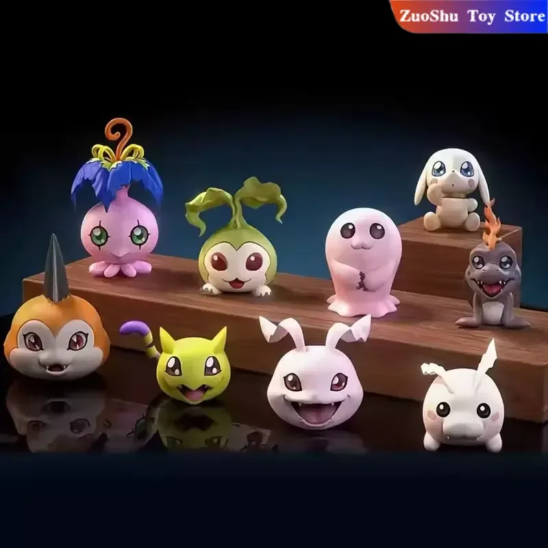 

9 Pcs/set Digimon 2-5.5cm Q Ver. Childhood Mini Koromon Gabumon Pyocomon Mochimon Palmon Tokomon Gabumon Plotmon Gift Toy Dolls