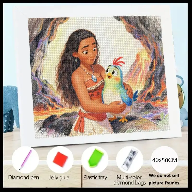 

1 шт. Disney Moana & Heihei 5D DIY Набор алмазной живописи, полная дрель Кристалл Горный хрусталь Большой драгоценный камень Художественный набор, большой 40x50 см Милый мультфильм
