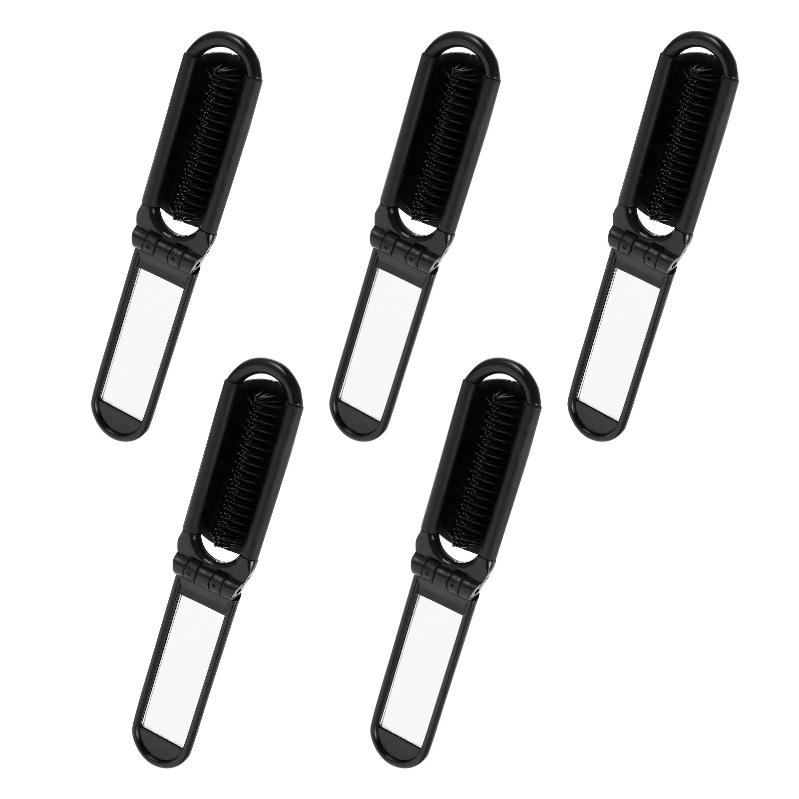 

Набор из 5 портативных складных расчесок: миниатюрные дорожные расчески для распутывания волос, ухода за кожей головы и укладки, с зеркалом