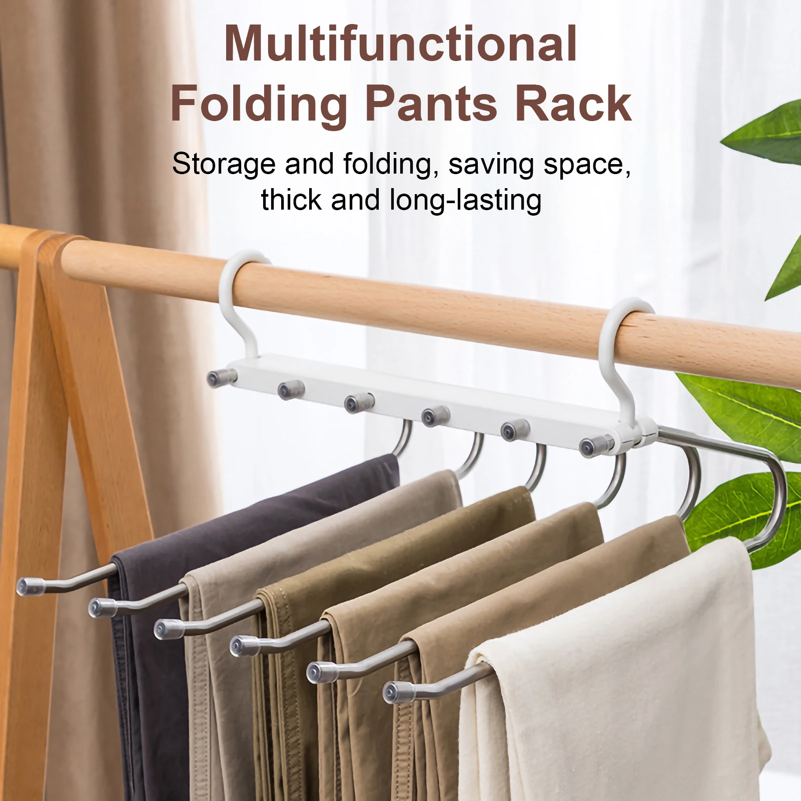 Folding Magic Pants Hangers Stainless Steel Multi-Layer Hanger Clothes Organizer Space Saving Clothes Rack Home Bedroom Closets