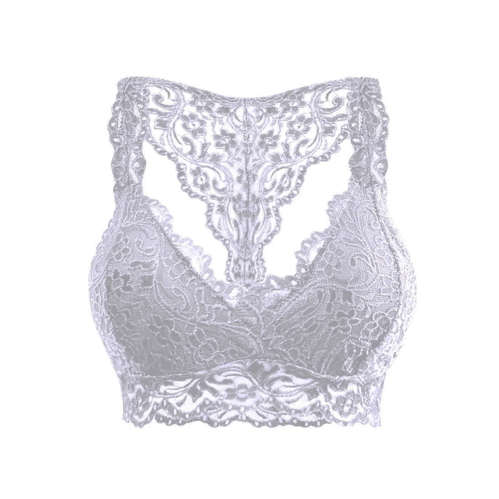 Womens Lace Bra Racer Back Women Plus Size Vest Crop Wireless Chest Pad Bras Sexy V Neck Lingerie Gathered Strapless Corset