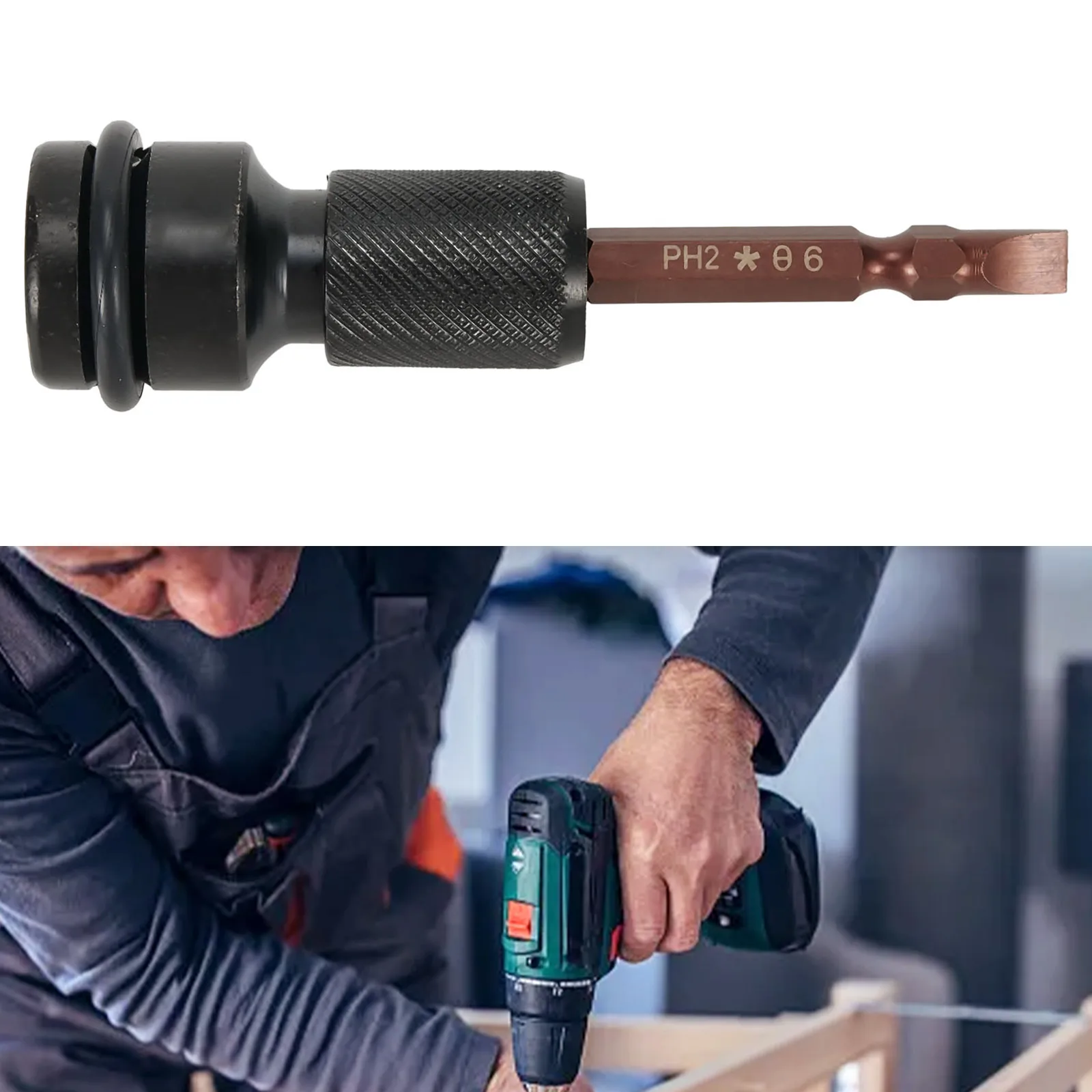 

4Pcs 1/2"Square To 1/4" Hex Socket Converter Adapter Wrench Socket Set With 65mm Double Head Slotted Cross Screwdriver Bit