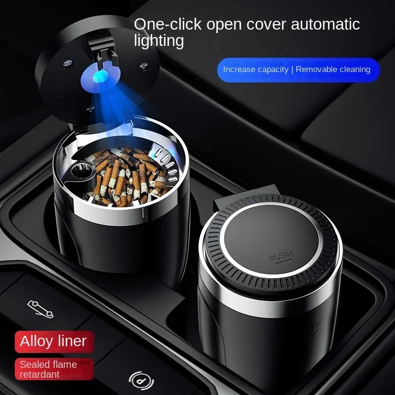 Car ashtray multi-functional led light with cover car ashtray Creative personality general trend decorative car accessories supp