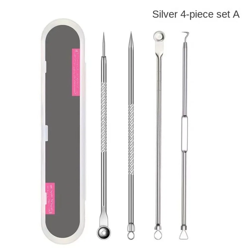 Outil de soins du visage, nettoyeur en profondeur, Salon de beauté, dissolvant de boutons, pincettes pour points noirs, aiguille d'acné, Kit d'outils pour enlever les points noirs 4x