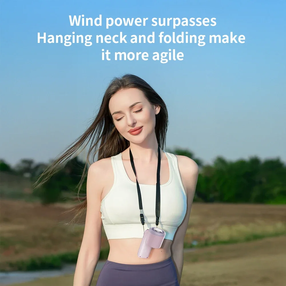 Handheld, hoge snelheid, duurzame koeling, opvouwbare ventilator, 100-snelheden, traploos verstelbare ventilator, draagbare hangende nekventilator voor buiten