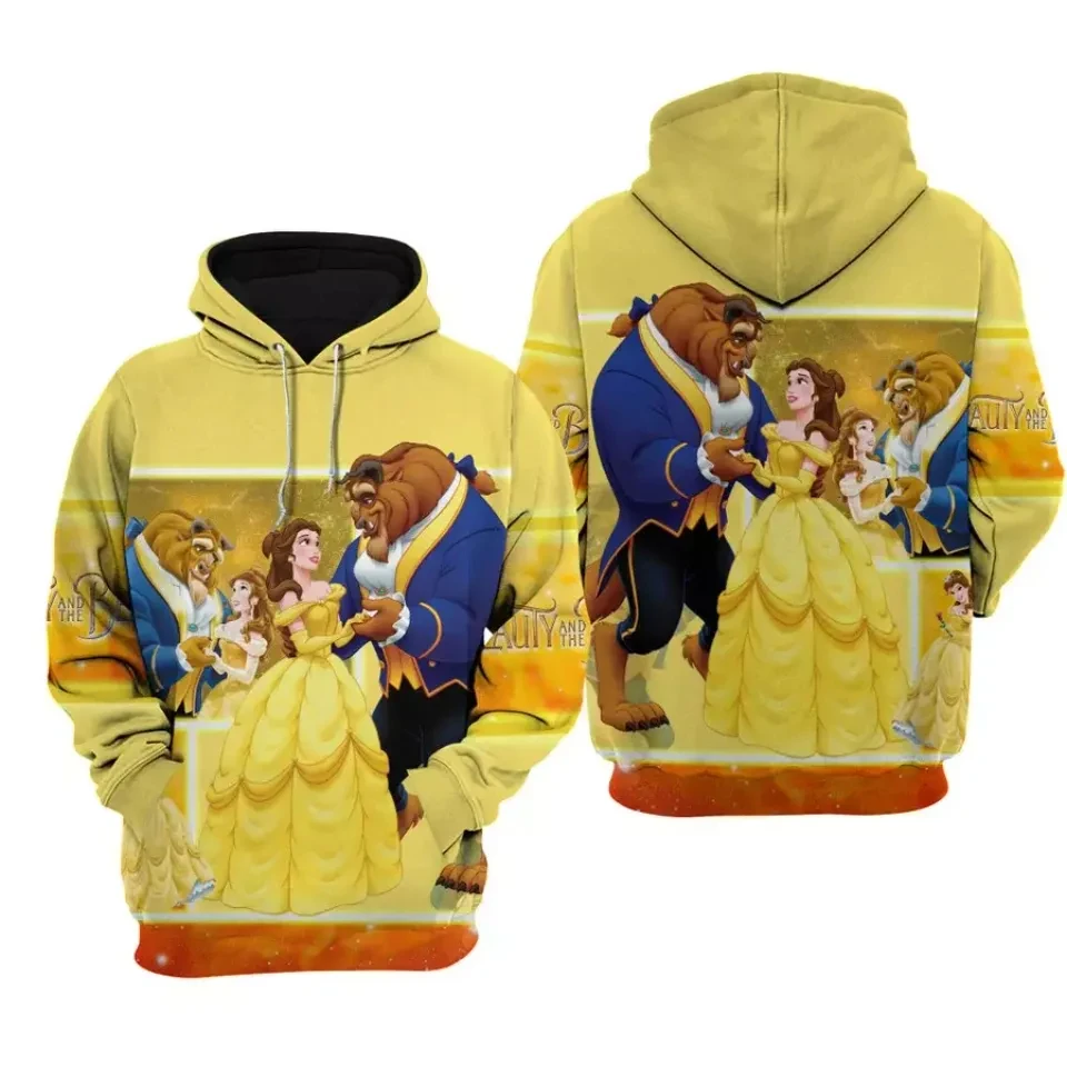 Spring and Autumn 3D Printing Beauty And The Beast New Men's Pullover Women's and Children's Cosplay Large Fashion Zipper Hoodie