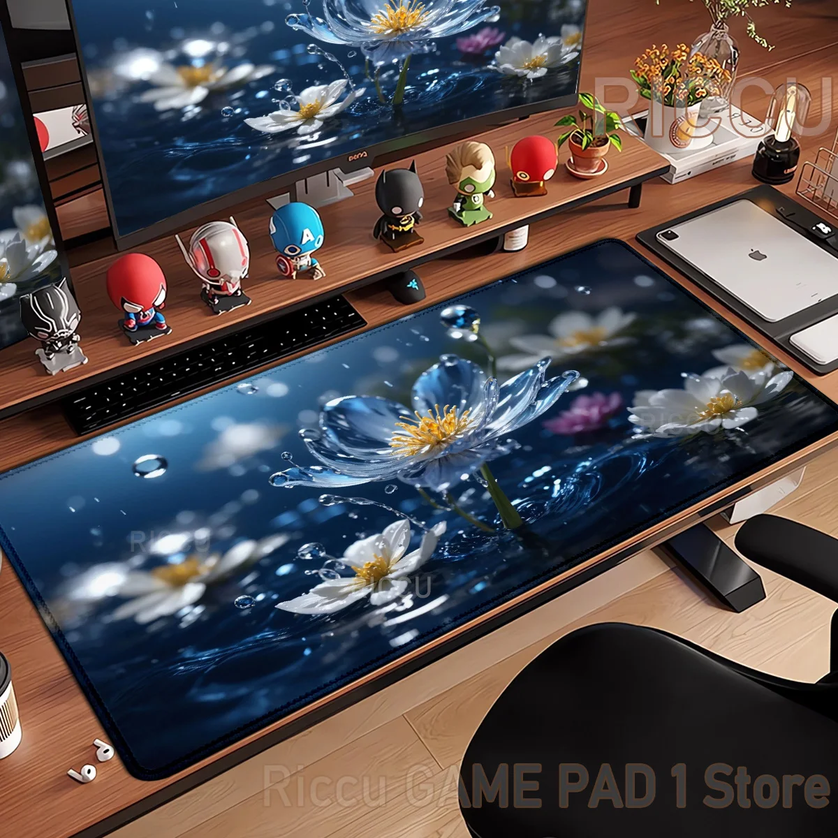 

PC peripherals Anime vivid glass flower Mouse pad Desk XXL 400x800x2mm Gamer Keyboard Laptop Carpet Esports Non-slip rubber mat