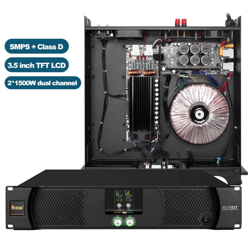 PLA152T 2*1500 واط مكبر كهربائي المهنية 2 قناة الطاقة خلاط مكبر للصوت SMPS مكبرات الصوت فئة الطاقة D 1500 واط المزدوج