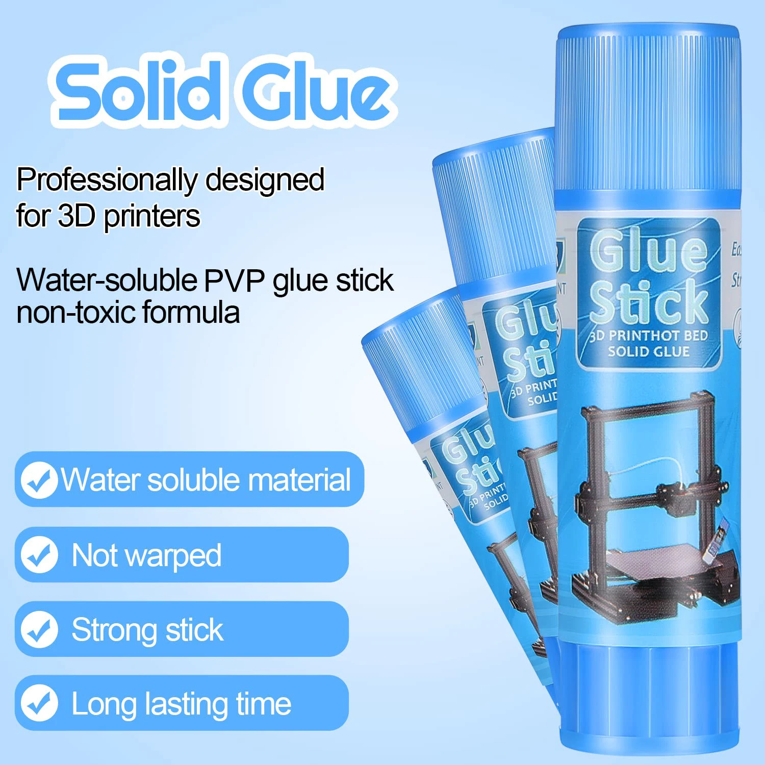 3/6PCS 3D Printer Glue Sticks PVP Solid Glue Sticks for 3D Printer Hot Bed Removing Printing Models