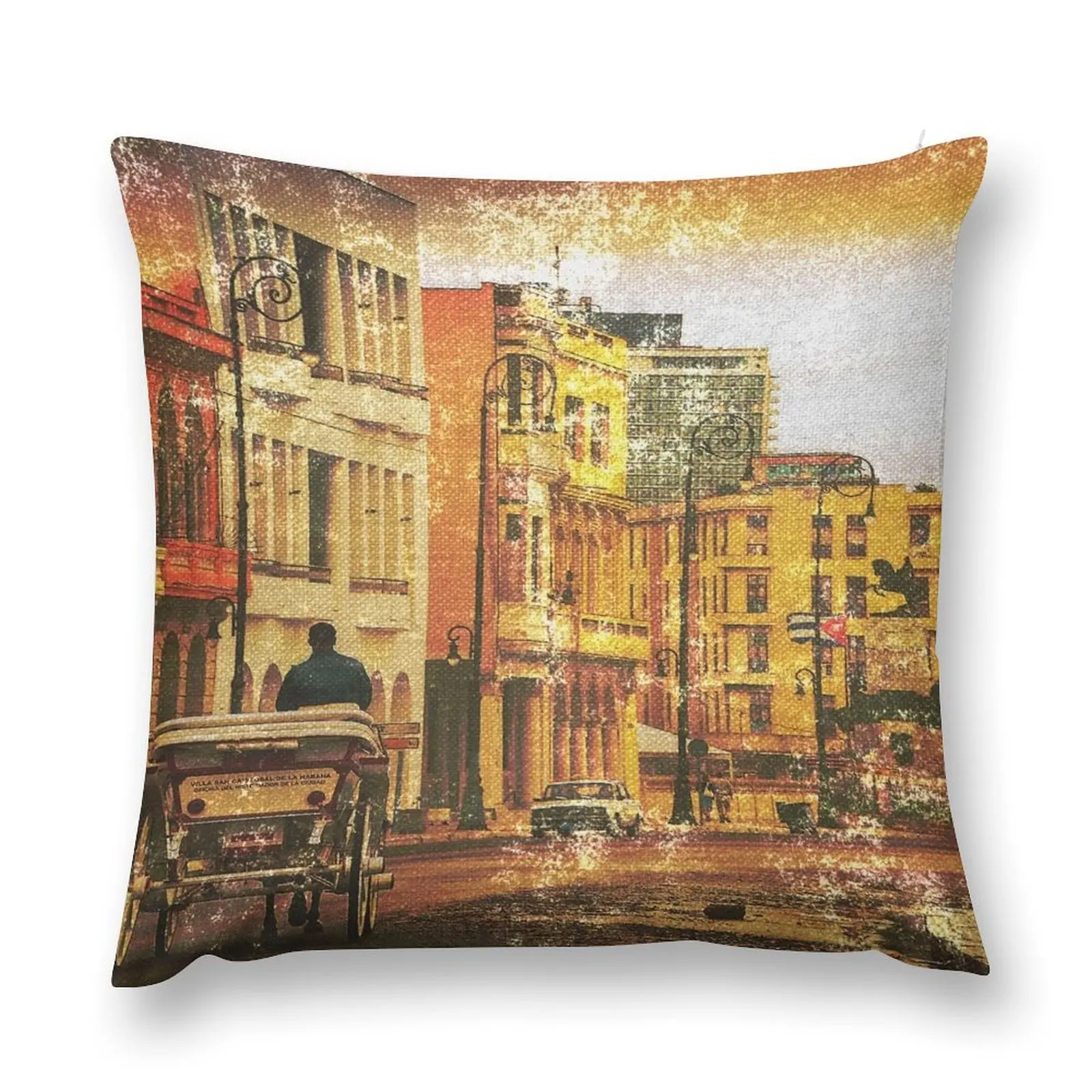 Vintage Old Havana Cuba Stamp Throw Pillow Cushion Cover Luxury Cushion Cover pillow