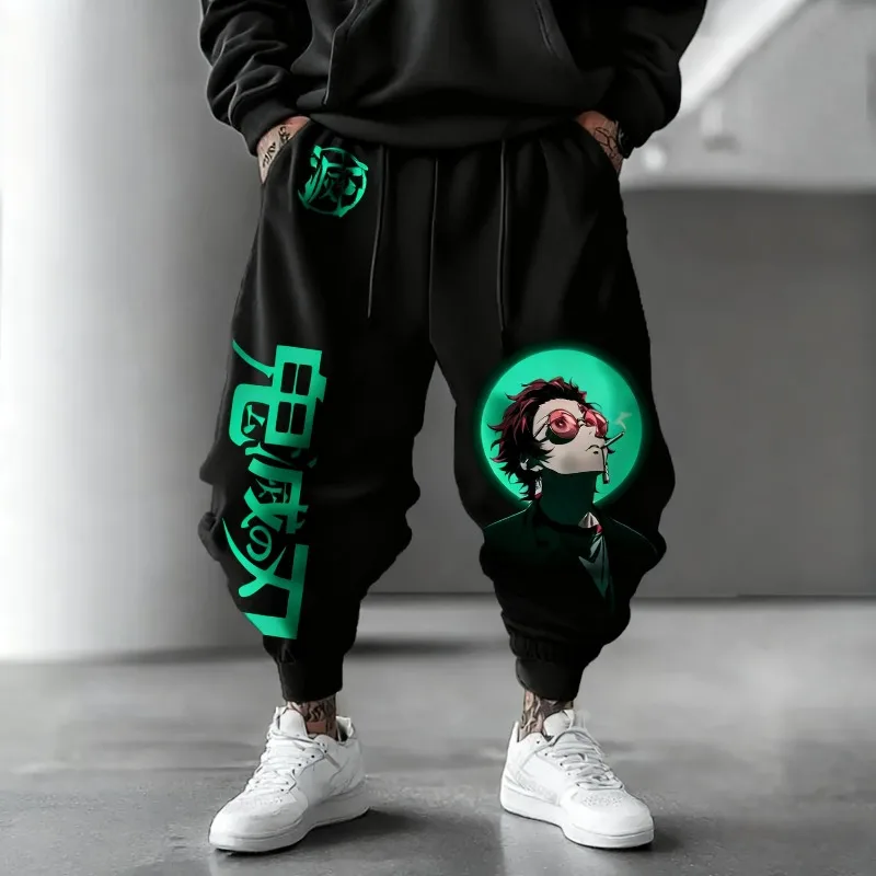 

Осенне-зимние мужские спортивные штаны японского аниме Demon Slayer Tanjirou графическая одежда мужские спортивные штаны большого размера из 100% хлопка