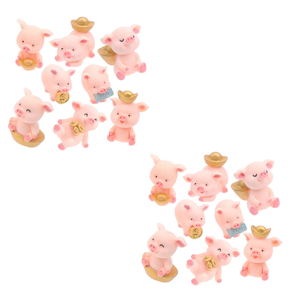 

16pcs Ornaments Resin Pig Adornment Home Home Decor Decor Desktop Pig Adornment Decoration Reusable Eco Friendly
