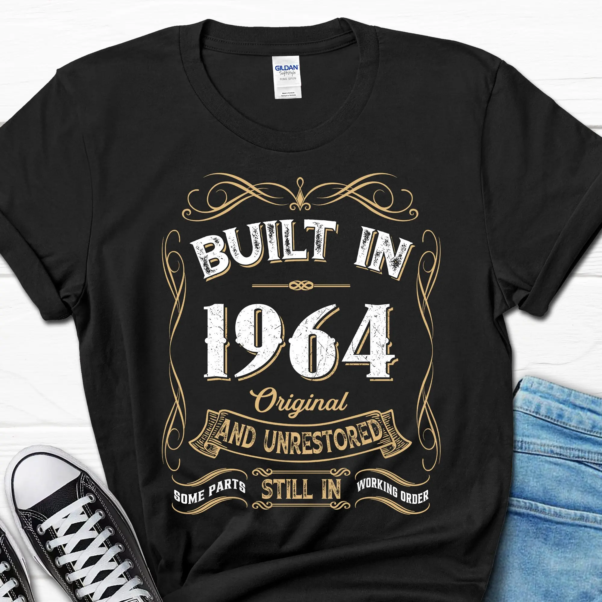 

Built in 1964 Original Unrestored 60th Birthday Men's T Shirt The 60s Retro for Him Vintage Husband