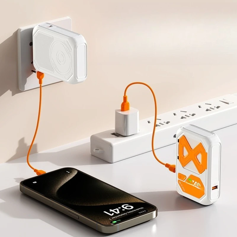 Magnetic Power Bank with AC Plug 20000mAh Large Capacity Fast Charging with Bracket Small and Convenient