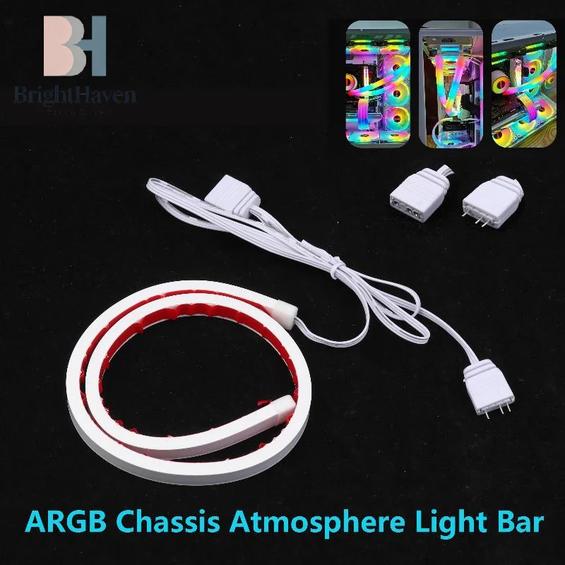Barra de luz ambiental ARGB de 5V y 3 pines para chasis de PC, tira LED con controlador para decoración de caja de ordenador, configuración de sala de juegos B.H.
