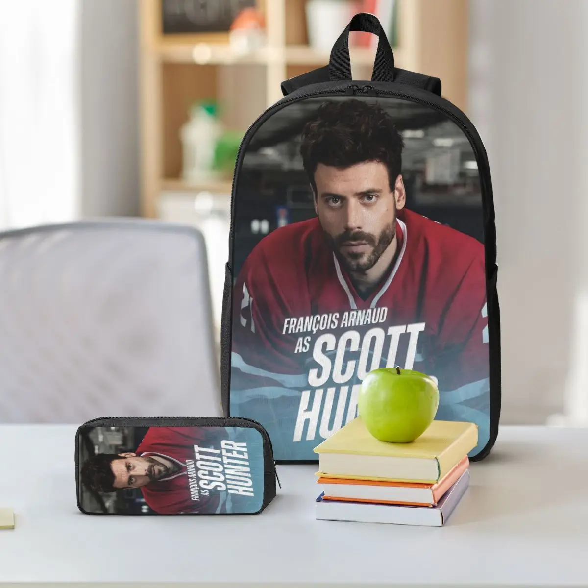 3 Stück Francois Arnaud Scott Hunter Beheizte Rivalry Schultaschen für Kinder Bleistiftboxen Rucksack-Sets mit Lunchbox für die Schule