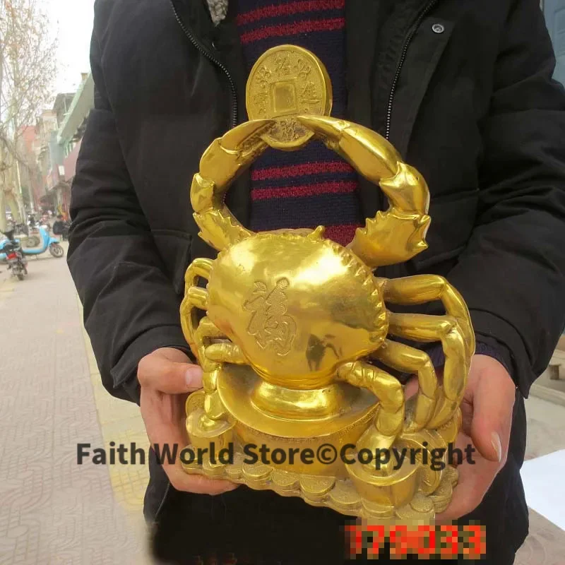 BA FANG LAI CAI Bring in wealth treasure fisherfolk Sea business Money Drawing Mascot GOOD LUCK Fortune golden Crab brass statue