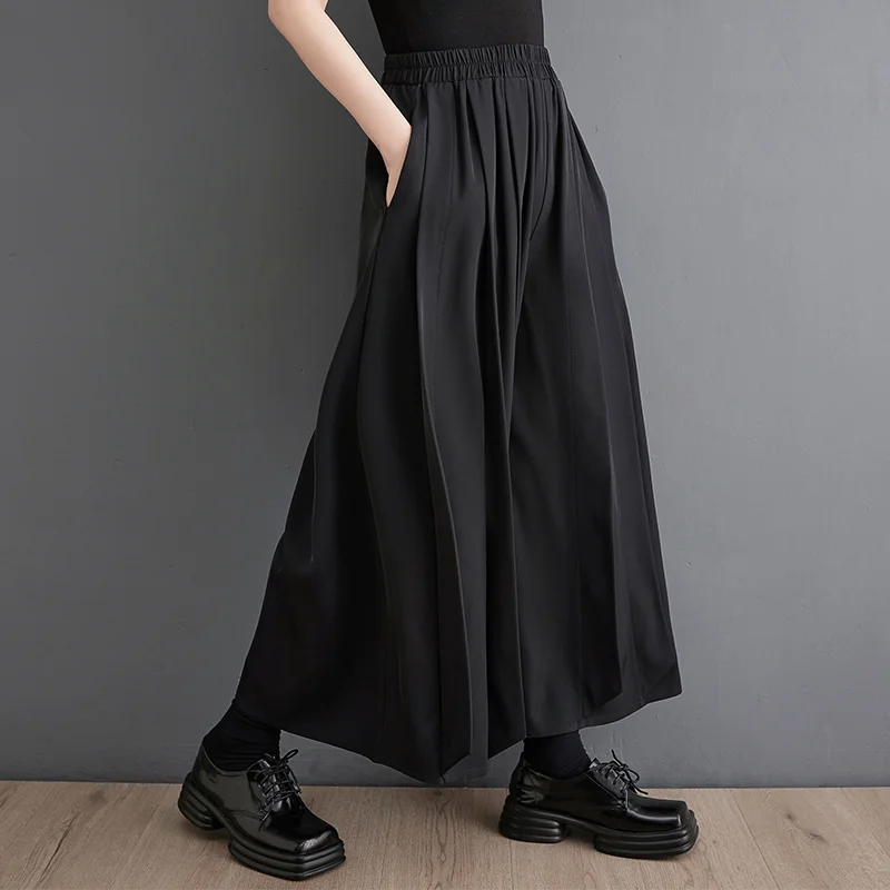 #2917 Spring Summer Black Pleated Wide Leg Pants Women High Waisted Vintage Office Baggy Pants Female Loose Korean Style