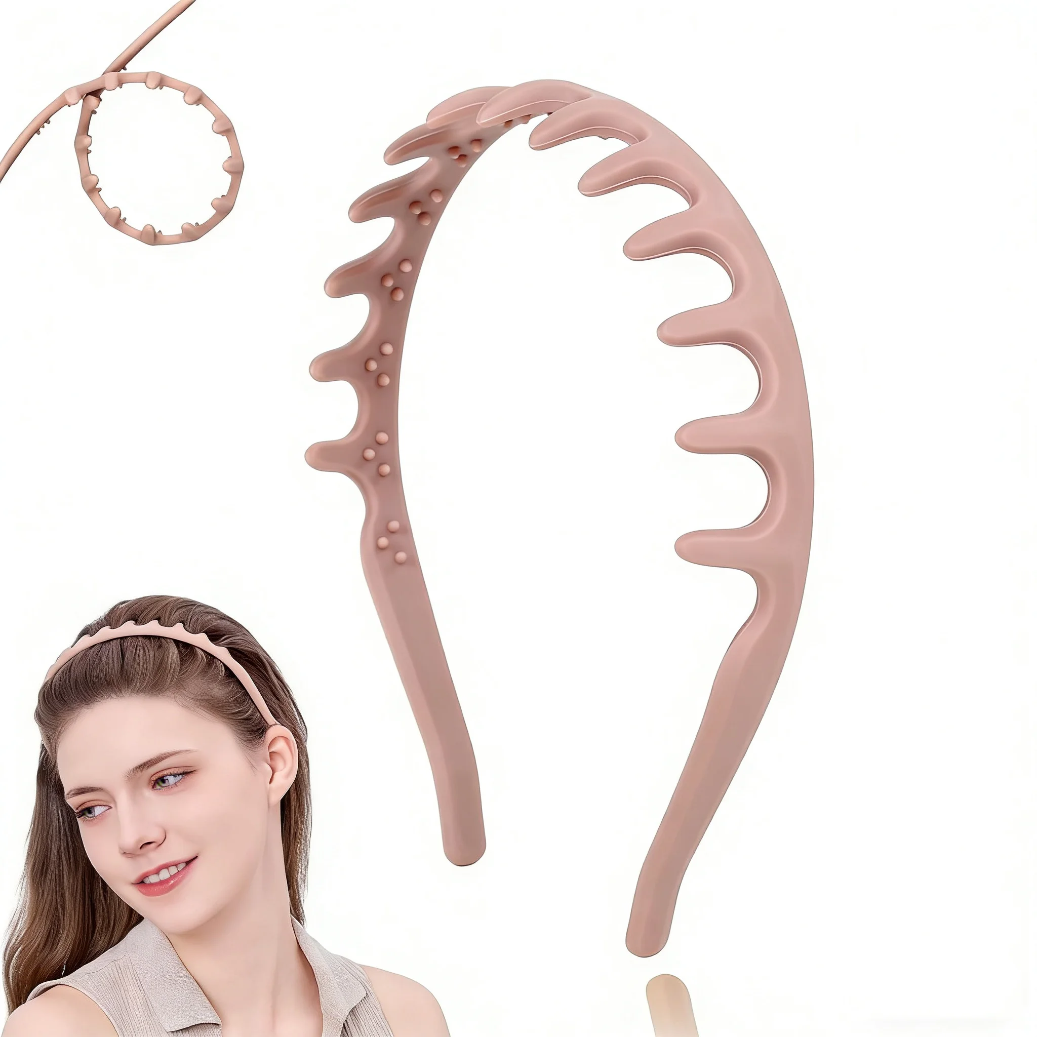 Neue Silikon-Stirnbänder für Frauen, rutschfeste Kamm-Stirnbänder mit Zähnen, nicht bruchsichere Haarreifen für Haare, U-förmige Modeaccessoires – Detail 16