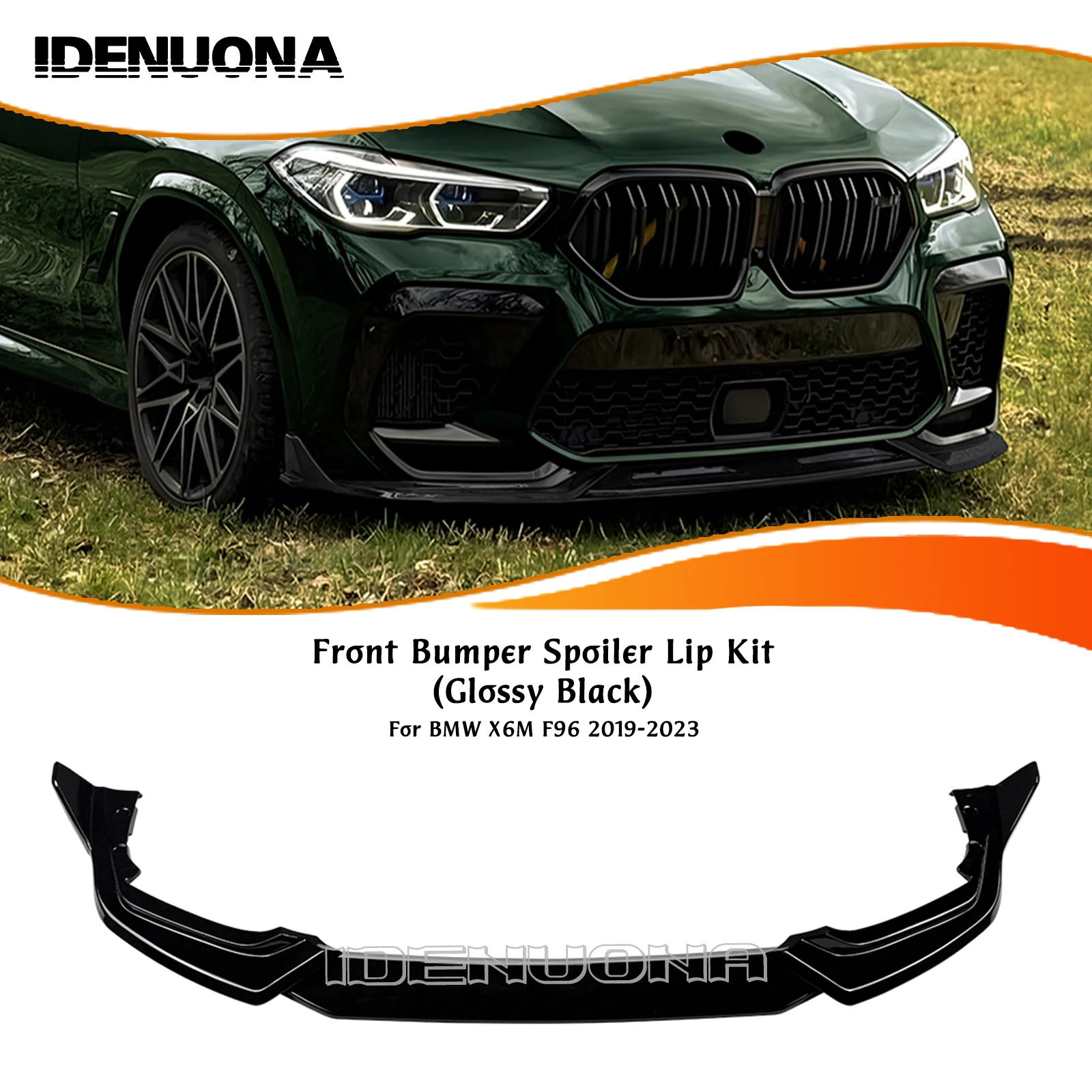 

Front Bumper Spoiler Lip Carbon Fiber Look/Gloss Black Lower Diffuser Air Dam Splitter Blade Protector For 2019-2023 BMW X6M F96