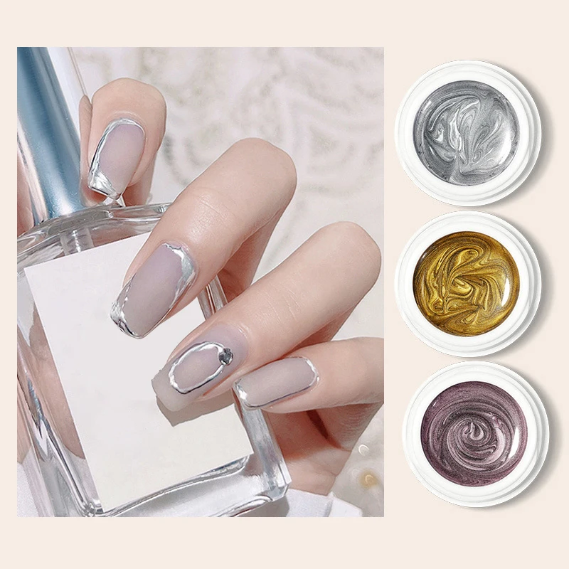 5g Super-Bright Metallic Painting Liner Gel Polish Silver Gold Mirror Gel Nail Polish Semi Permanent UV Nail Art Vernis Salon
