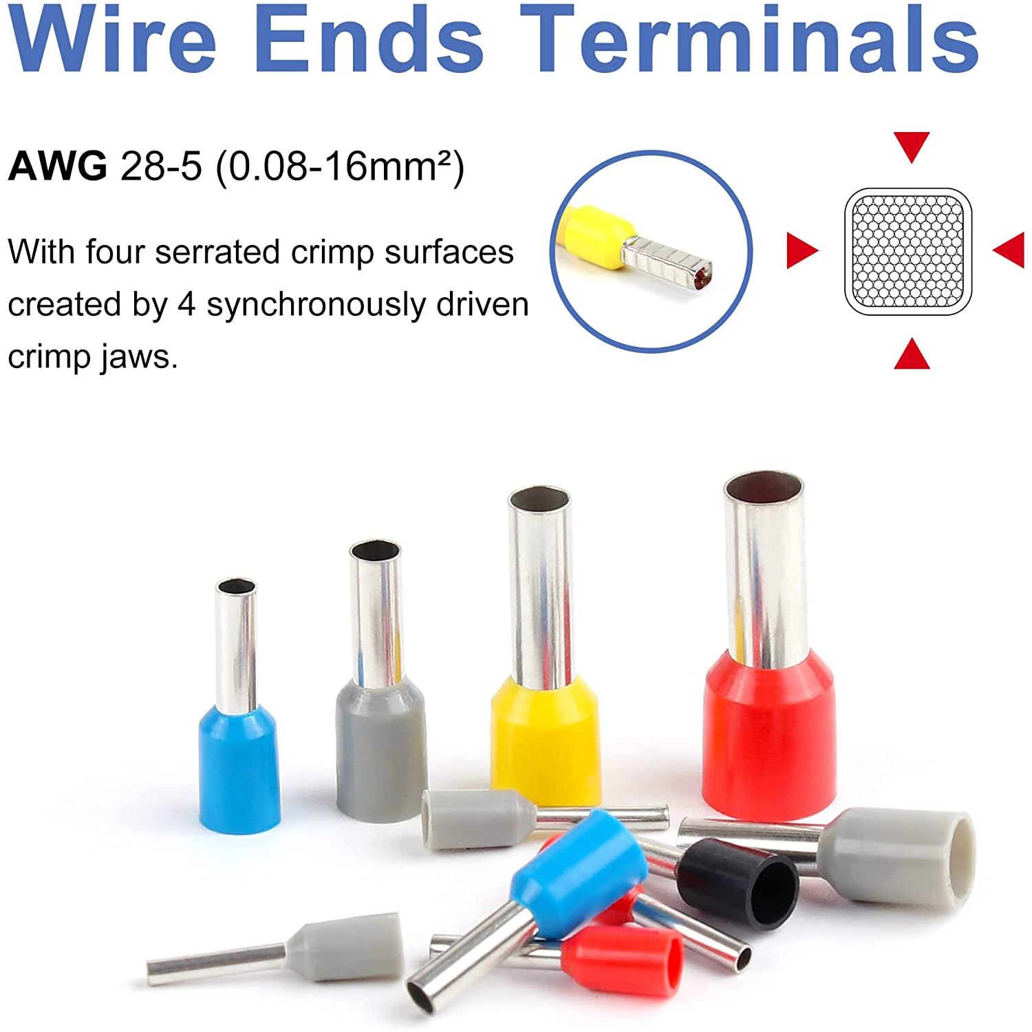 Imagem -05 - Ferramentas de Crimpagem de Catraca Mandíbula Quadrada Alicadores de Friso de Fio Awg 305 Awg 0.0816 Mm2 Terminais de Virola de Fio Crimper 164