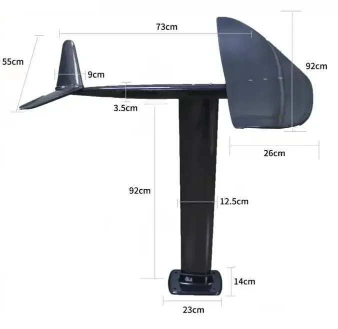 Full 3K Carbon 60 65 -90cm Mast Black Surfboard Foil WindSurfing SUP Board Plate Mount Hydrofoil