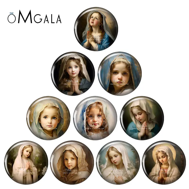 

Vintage Oil Painting Baby The Virgin Mary 12mm/18mm/20mm/25mm Round photo glass cabochon demo flat back Making findings