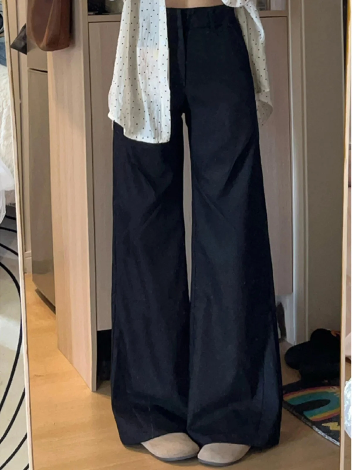 

Bla Thin High Waist Wide Leg Crop Pants Women's Summer New Sle Casual Pants Slimming Bell Bot Versatile Suit Casual P...