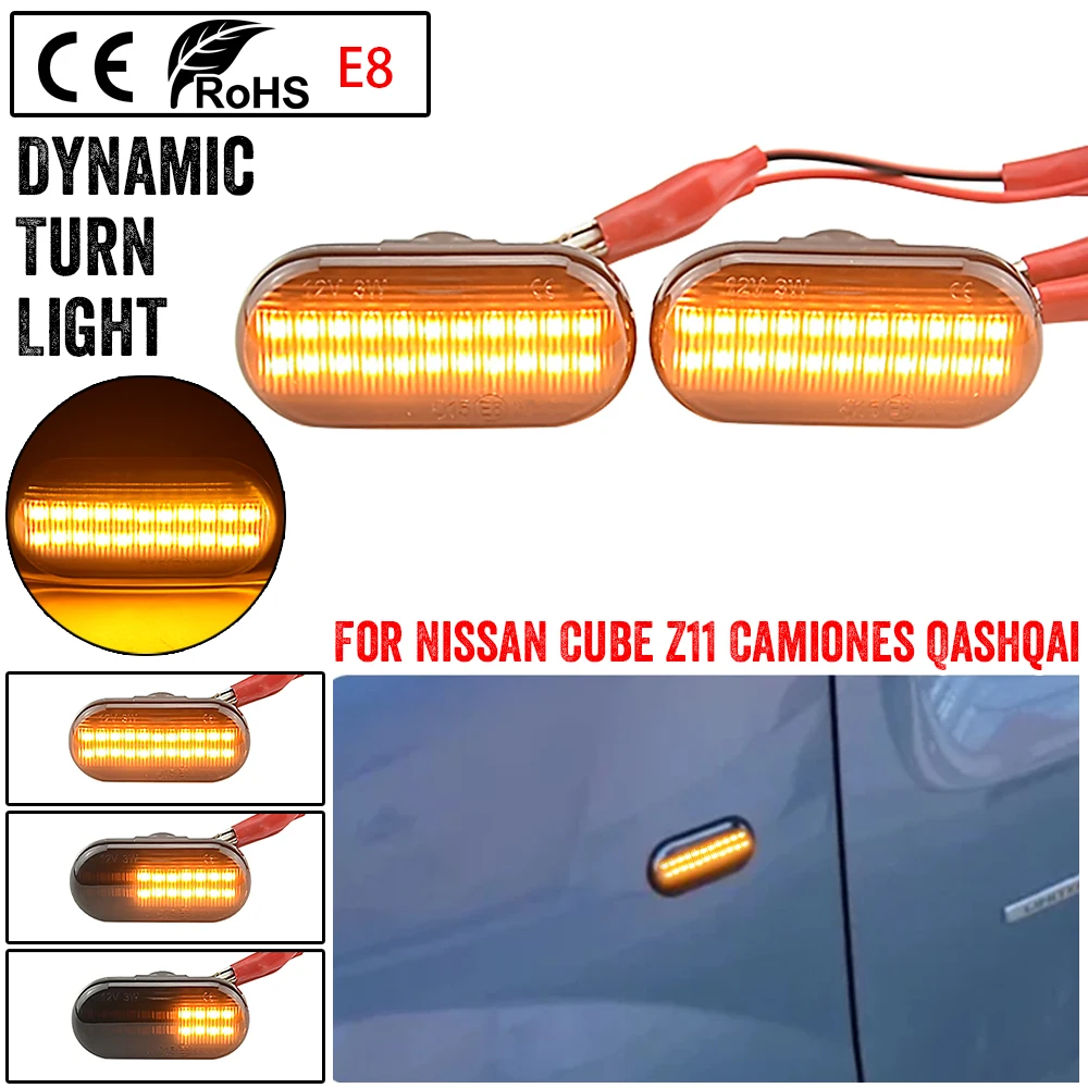 

Dynamic LED Side Marker Lights For Nissan Tiida C11 Note E11 NE11 Armada Versa Navara D40 Qashqai J10 Flowing Turn Signal Light