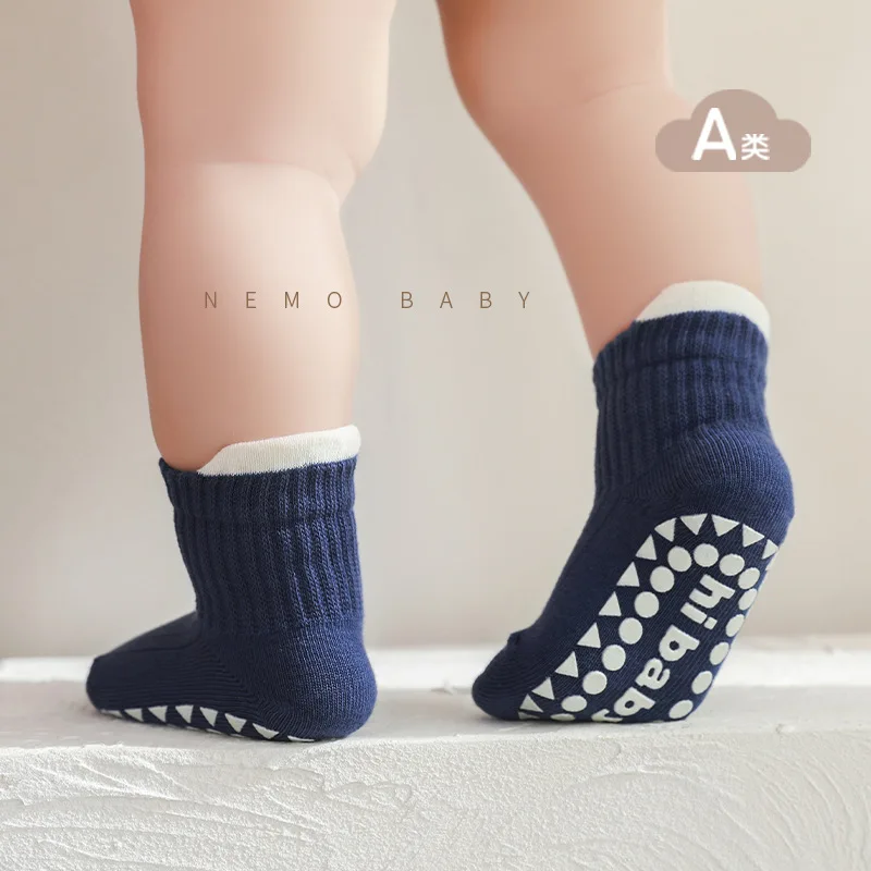 3 Pair/set Soft Baby Sock for Boy Girl Simplicity Solid Color Non-slip Floor Sock for Toddler Spring Cotton Indoor Infant Sock