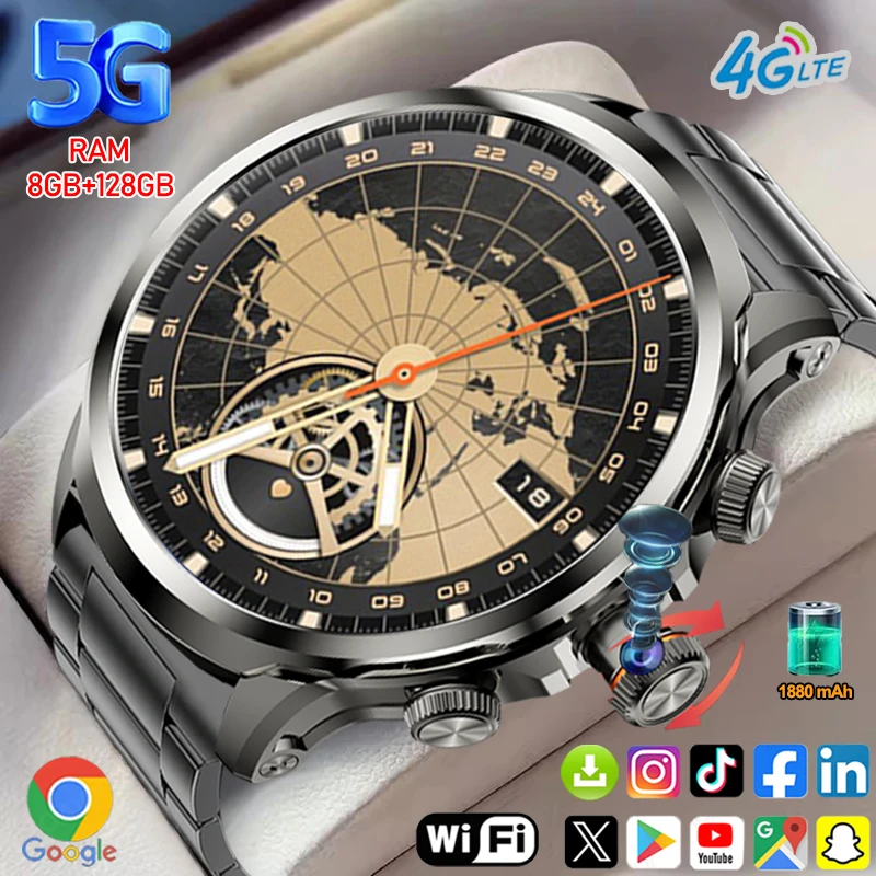

Полная сеть 5G/4G Смарт-часы 680*680 AMOLED 1,95 Экран HD Видеозвонок 900 Вт Камера GPS WIFI Google APP 8 ГБ + 128 ГБ ОЗУ Smartwatch