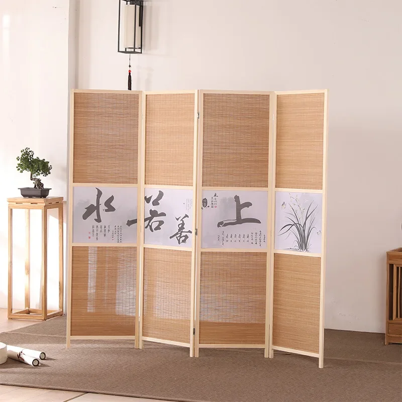 New Chinese screen partition living room modern simple simple folding mobile folding screen entrance solid wood office screen
