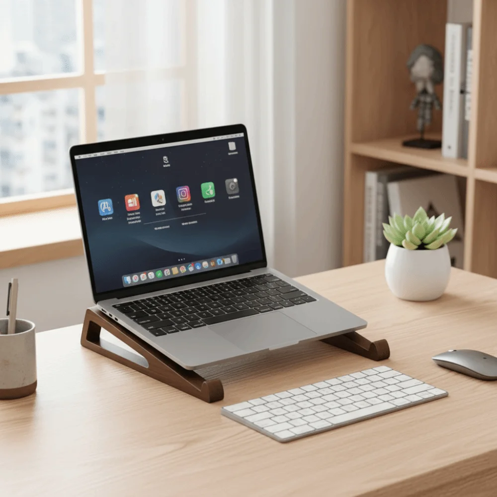 

Ergonomic Design Portable Laptop Stand 12° Adjustable Angle Cooling Ventilation Foldable Laptop Stand Compact Size