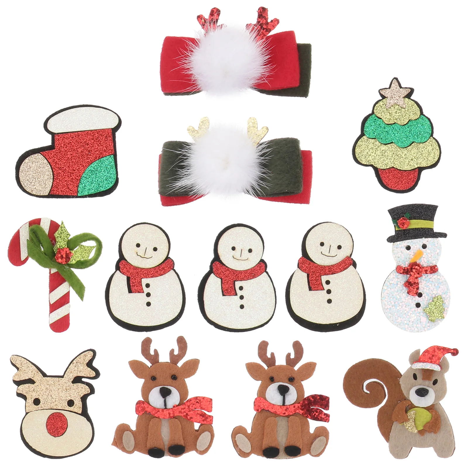 

13 Pcs Hair Accessories Girls Christmas Clip Ponytail Fabric DIY Charms Material Safe Long Lasting Decoration Wedding Party