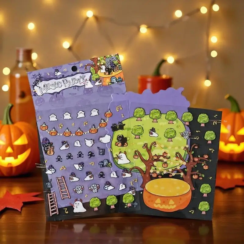 4 세트 만화 절묘한 할로윈 3 차원 DIY 장식 스티커 조경 핸드북 스티커 귀여운 크리 에이 티브 스티커