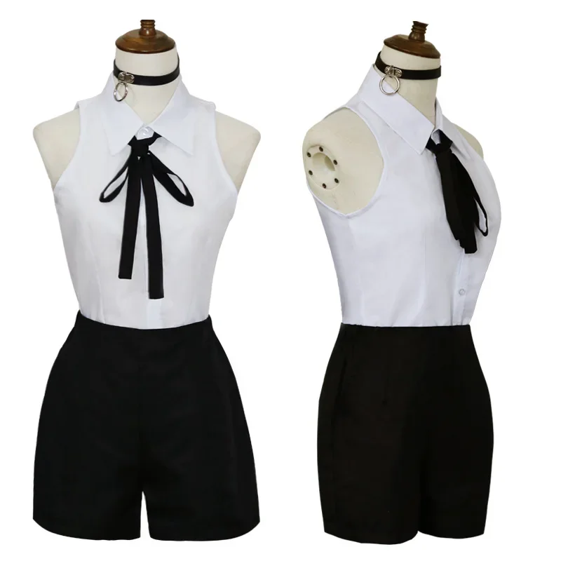 Costume de tronçonneuse anime pour hommes et femmes, cosplay, chemise trempée, perruque courte, anneau de cou, uniforme d'Halloween