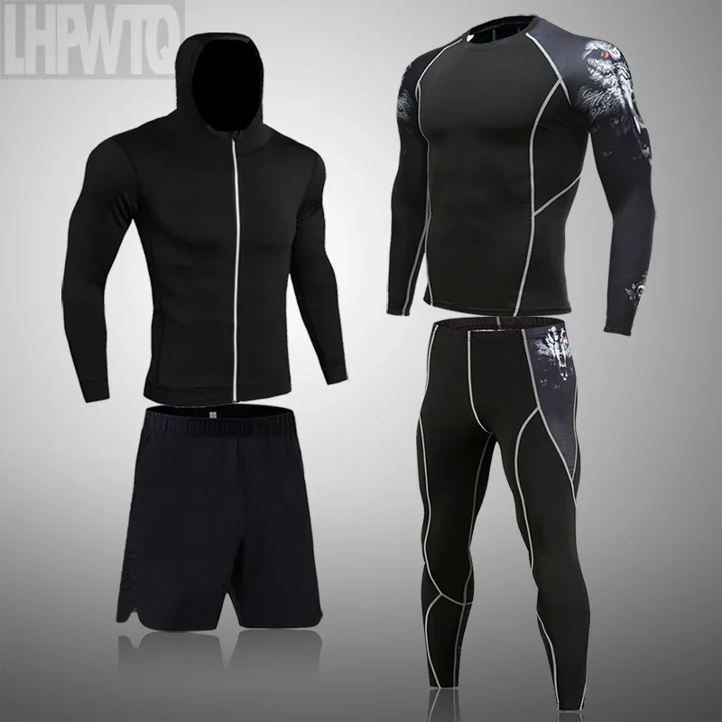 2022 Men Sportswear Compression Suits Breathable Gym Clothes Man Sports Joggers Training Gym Fitness Tracksuit Running Sets 4XL