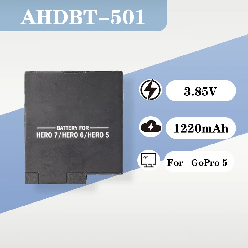 Rechargeable Battery BT 501 AHDBT 501 3.85V 1220mAh For GoPro 5 GoPro 6 GoPro 7 Action Camera