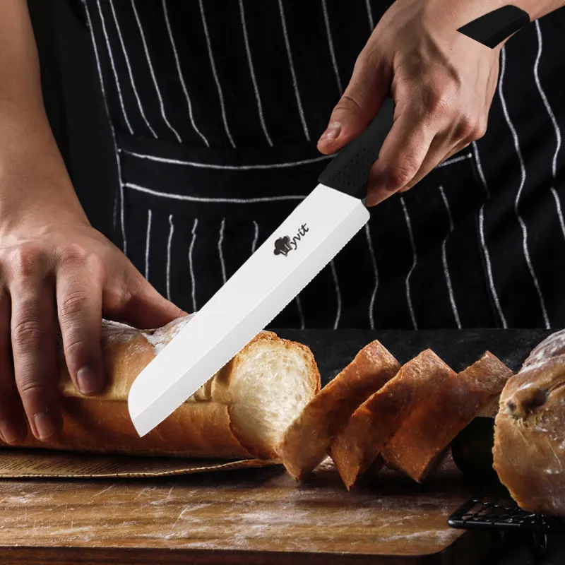 Ceramic Knife 3 4 5 inch + 6 inch Kitchen Knives Serrated Bread White Blade Fruit Chef Knife Vege Cook Tool