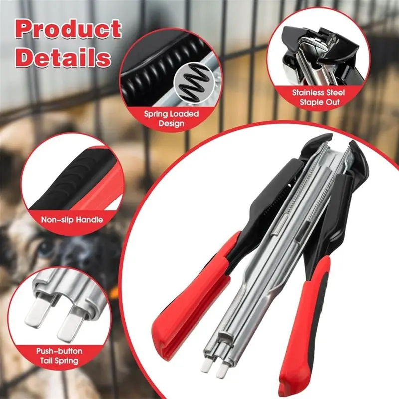 Hog Ring Pliers Kit,2500 C Clips 3/4", Nail C-Type Cage Securing Clamps For Fencing, For Cages, Upholstery view 2