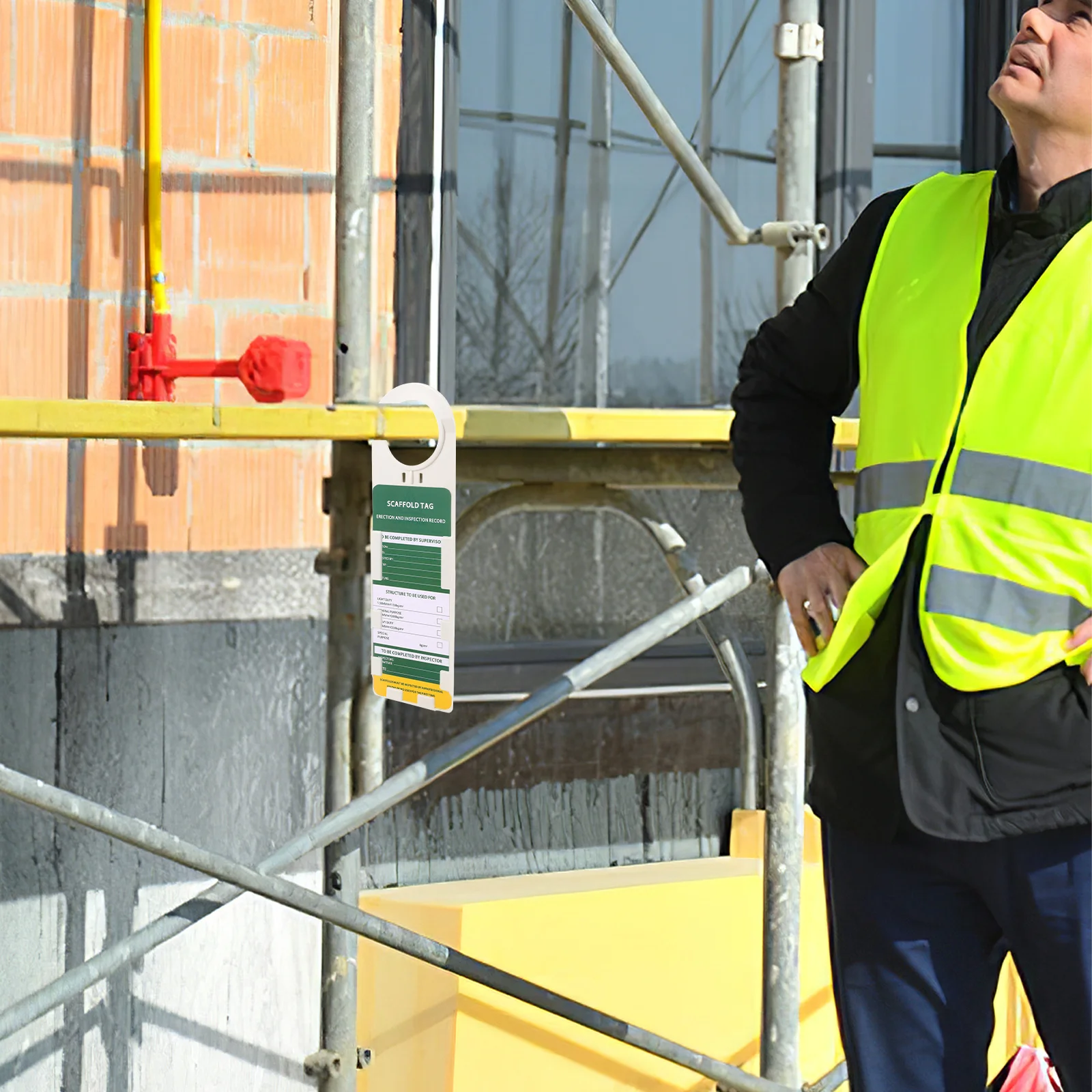 6Pcs Scaffold Safety Tags Writable PVC Durable Warning Tags for Construction Site Scaffold Inspection and Safety Management