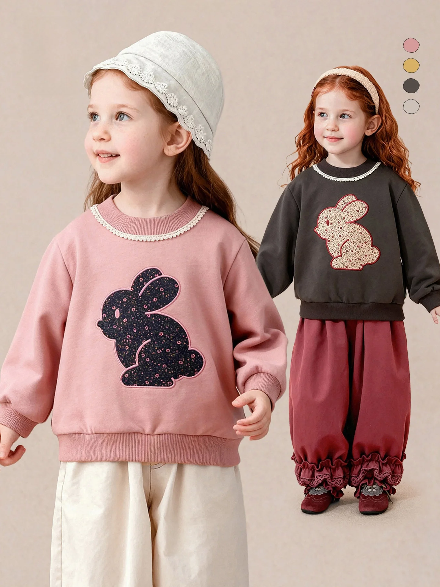 stylish-children's-hoodie-casual-fashionable-girls'-autumn-wear-comfortable-breathable-polyester-cotton-blend-long-sleeve-rou