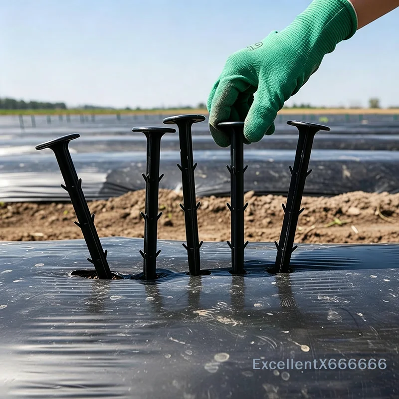100Pcs Plastic Garden Ground Stake Spiked Landscape Staple Anti Weed Fabric Fixing Nail For Farm Lawn Greenhouse Outdoor Use