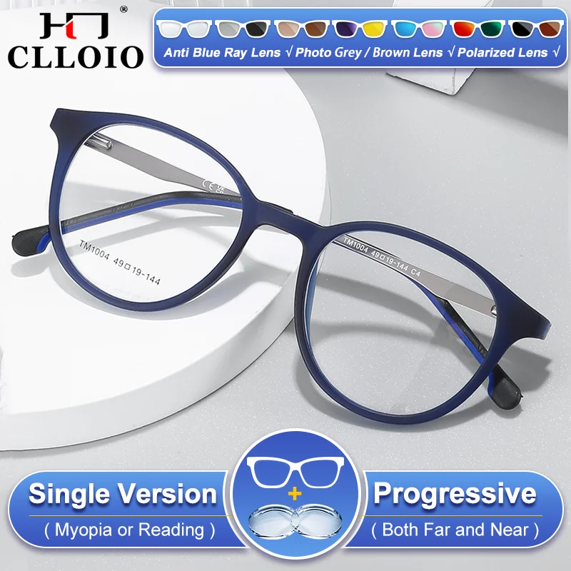 

CLLOIO Vintage Men Round Design Myopia Hyperopia Optical Glasses Small Frame Anti Blue Light Progressive Prescription Eyeglasses