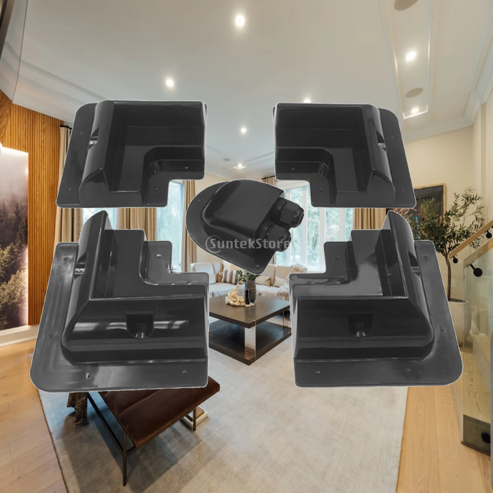 Solar Panel Brackets ABS Corner Kit Roof Mounts with Junction Box for Rvs Boats Vans Motorhomes No Drilling Easy Install