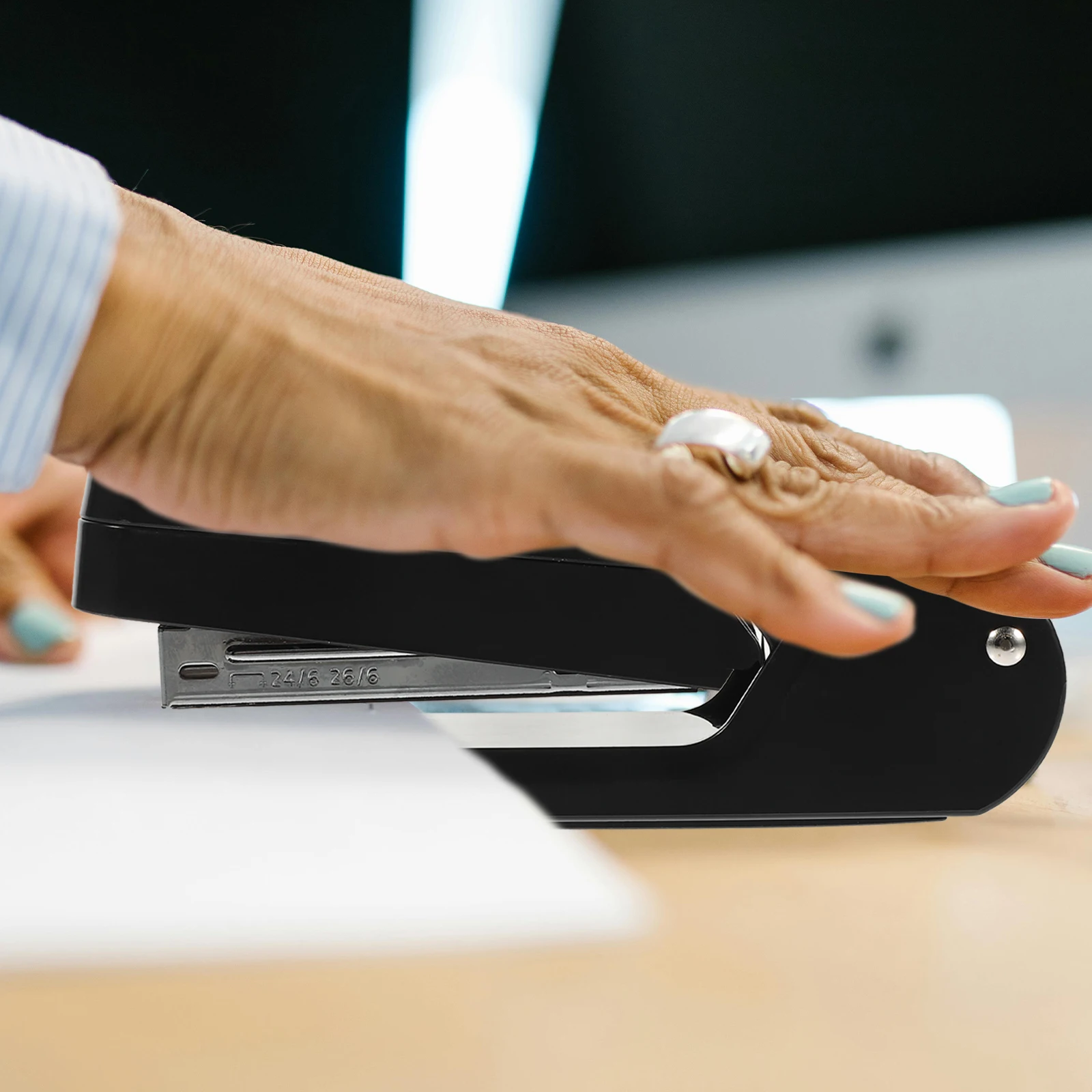 

Rotary Stapler Office Paper Binding Multi-use Staples Household Plastic Desk Convenient