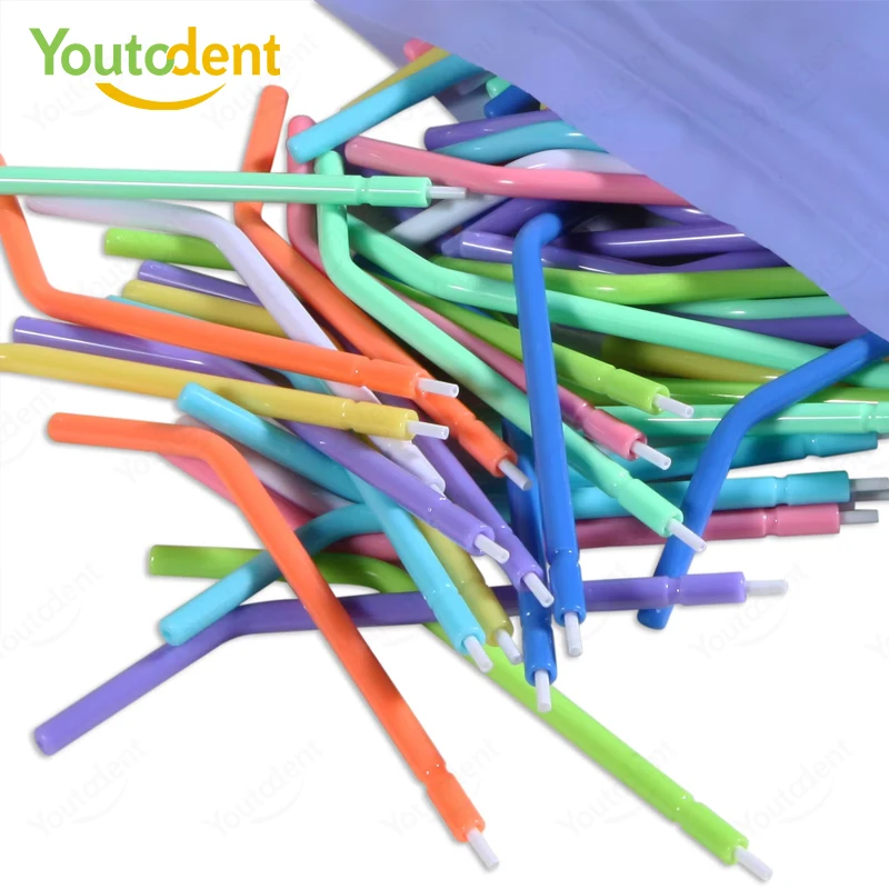 250Pcs/Bag Disposable Dental Air Water Syringe Tips Colorful Triple 3 Way Spray Nozzle Tubes Dental Irrigation Ejector Tips