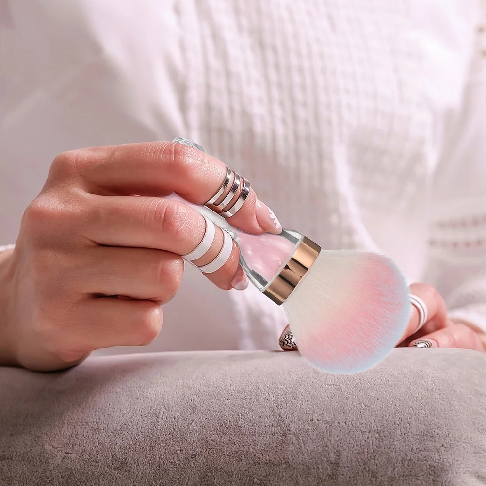 2Pcs Beauty Tools Nail Dust Brush Shape Soft Bristles Large Head for Powder Application Efficient Cleaning Portable
